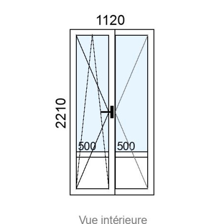 Porte-fenêtre PVC 2 vantaux L1120 x H2210