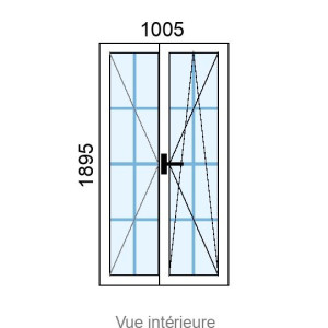 Fenêtre PVC OB 2 vantaux L1005 x H1895