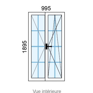 Fenêtre PVC OB 2 vantaux L995 x H1895