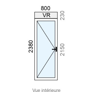 Porte-fenêtre Alu 1 vantail L800 x H2150