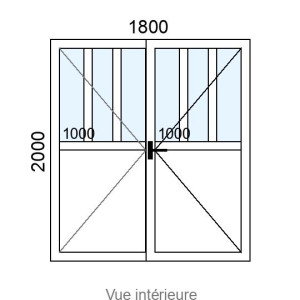 Porte-fenêtre PVC 2 vantaux L1800 x H2000