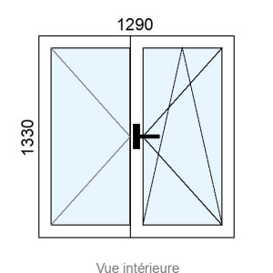 Fenêtre PVC OB 2 vantaux L1290 x H1330