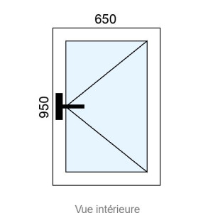 Fenêtre PVC 1 vantail L650 x H950