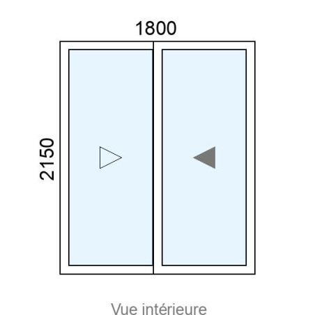 Baie coulissante Alu 2 vantaux L1800 x H2150