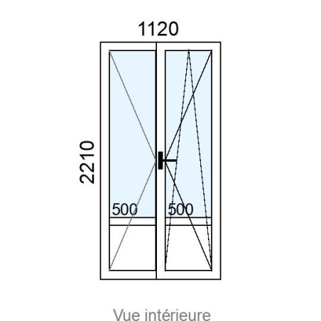 Porte-fenêtre PVC 2 vantaux L1120 x H2210