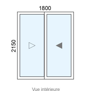 Baie coulissante Alu 2 vantaux L1800 x H2150