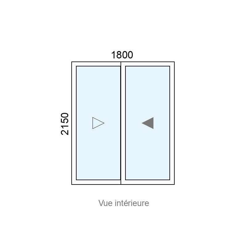 small-Baie coulissante Alu 2 vantaux L1800 x H2150