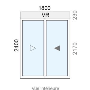 Baie coulissante Alu 2 vantaux L1800 x H2400