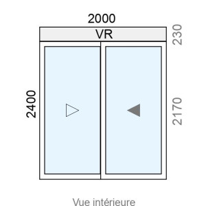 Baie coulissante Alu 2 vantaux L2000 x H2400