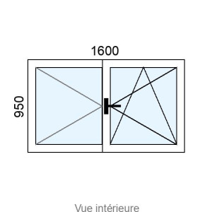 Fenêtre Alu OB 2 vantaux L1600 x H950