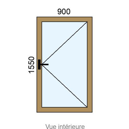 Fenêtre PVC plaxé 1 vantail L900 x H1550