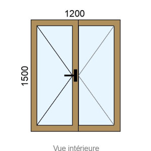 Fenêtre PVC plaxé 2 vantaux L1200 x H1500