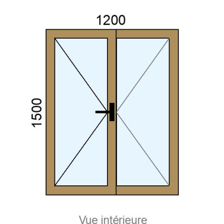 Fenêtre PVC plaxé 2 vantaux L1200 x H1500