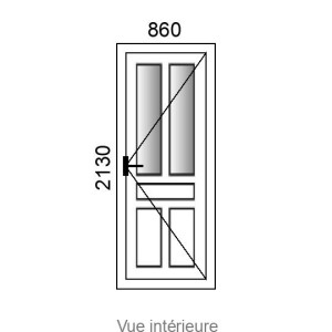 Porte d'entrée PVC 1 vantail MARQUISES sans croisillons L860 x H2130