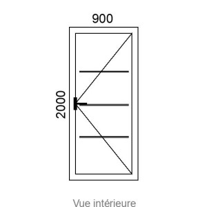 Porte d'entrée ALU 1 vantail CLEO PI ( pleine, avec inserts inox ) L900 x H2000