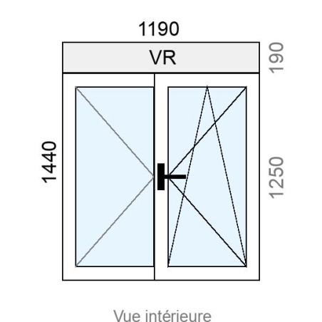 Fenêtre PVC OB 2 vantaux L1190 x H1250