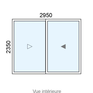 Baie coulissante Alu 2 vantaux L2950 x H2350