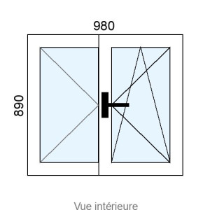 Fenêtre PVC OB 2 vantaux L980 x H890