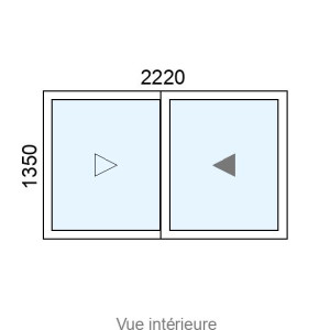 Fenêtre coulissante Alu 2 vantaux L2220 x H1350