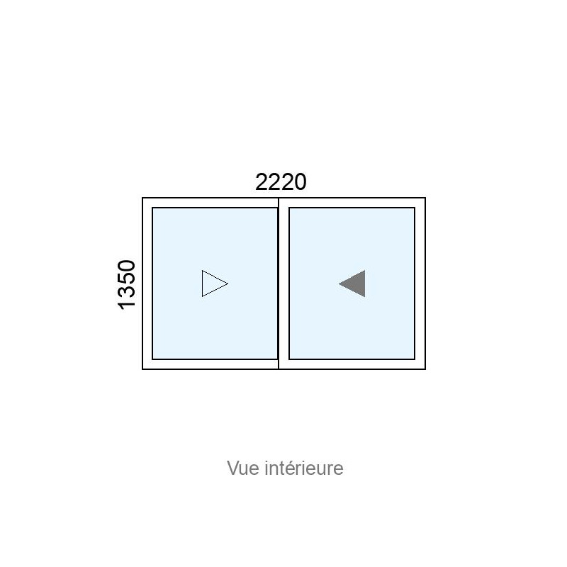 small-Fenêtre coulissante Alu 2 vantaux L2220 x H1350