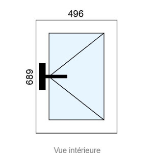 Fenêtre PVC 1 vantail L496 x H689