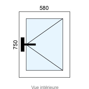 Fenêtre PVC 1 vantail L580 x H750