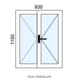 Fenêtre PVC 2 vantaux L930 x H1150