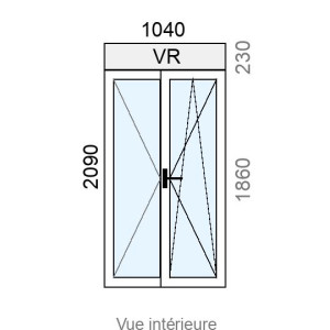 Fenêtre Alu OB 2 vantaux L1040 x H1860