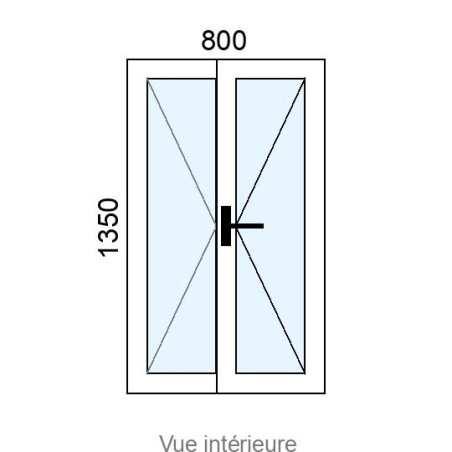 Fenêtre PVC plaxé 2 vantaux L800 x H1350