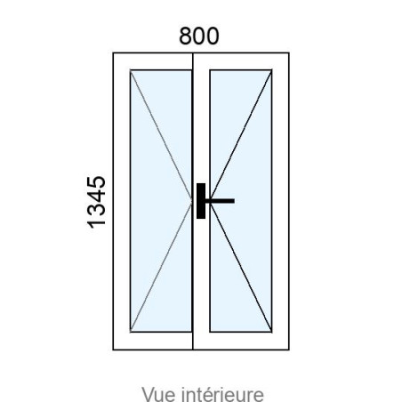 Fenêtre PVC plaxé 2 vantaux L800 x H1345