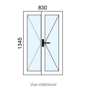 Fenêtre PVC plaxé 2 vantaux L830 x H1345