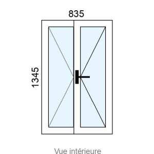 Fenêtre PVC plaxé 2 vantaux L835 x H1345