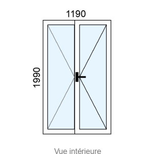 Fenêtre PVC plaxé 2 vantaux L1190 x H1990