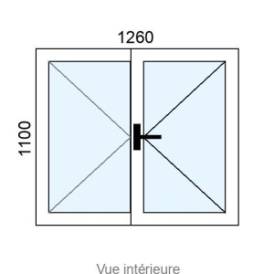 Fenêtre PVC plaxé 2 vantaux L1260 x H1100