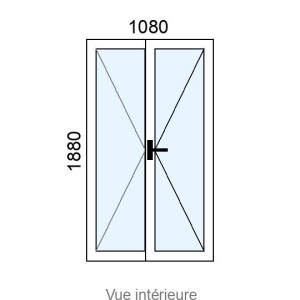 Fenêtre PVC plaxé 2 vantaux L1080 x H1880