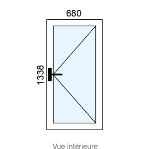 Fenêtre PVC plaxé 1 vantail L680 x H1338