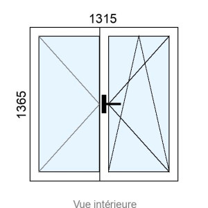 Fenêtre PVC plaxé OB 2 vantaux L1315 x H1365