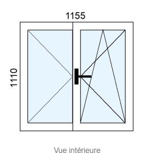 Fenêtre PVC plaxé OB 2 vantaux L1155 x H1110