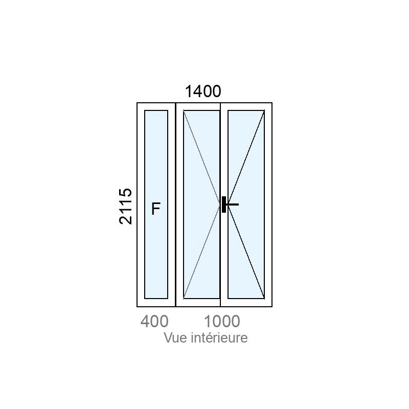 small-Fixe latéral  +  Porte-fenêtre PVC 2 vantaux L1400 x H2115