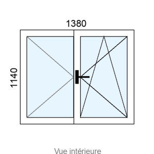 Fenêtre PVC OB 2 vantaux L1380 x H1140