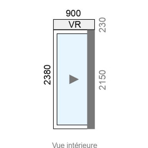 Coulissant Alu galandage 1 vantail L900 x H2150