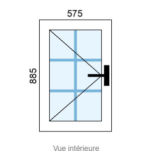 Fenêtre PVC 1 vantail L575 x H885