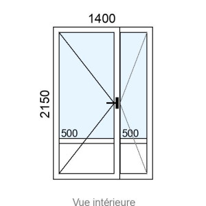 Porte-fenêtre Alu 2 vantaux L1400 x H2150