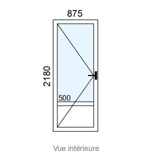 Porte-fenêtre PVC plaxé 1 vantail L875 x H2180