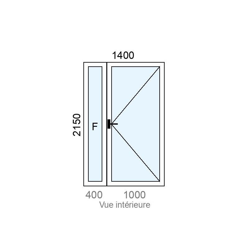 small-Fixe latéral  +  Porte-fenêtre PVC 1 vantail L1400 x H2150