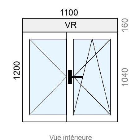 Fenêtre Alu OB 2 vantaux L1100 x H1200