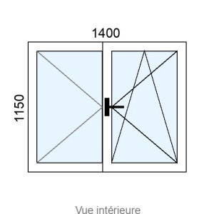 Fenêtre Alu OB 2 vantaux L1400 x H1150