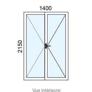 Porte-fenêtre Alu 2 vantaux L1400 x H2150