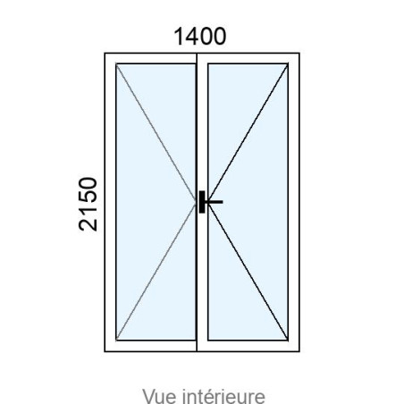 Porte-fenêtre Alu 2 vantaux L1400 x H2150