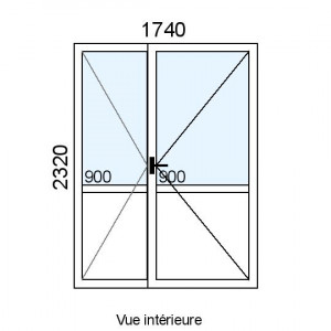 Porte-fenêtre PVC 2 vantaux...